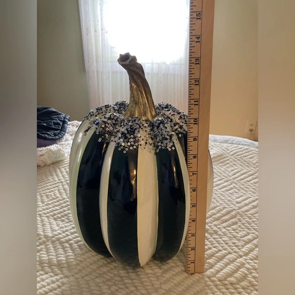MACKENZIE CHILDS Beaded Striped Pumpkin Medium 10 inch